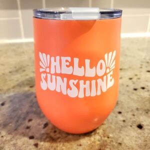 Modern‎ Expressions Orange Stainless Steel Wine Tumbler w/Flip Up Lid 11.8 fl oz